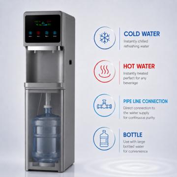 BOTTLE and PIPELINE water dispenser model: GRAPHITE DIAMOND UV-LED (HOT-COLD)